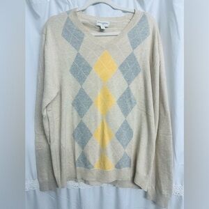 Banana Republic Men Oxford 100% Cotton Long Sleeve Sweater Beige Size L